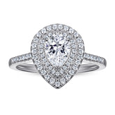 S925 Pear CZ Solitaire Ring - Tiffany Style