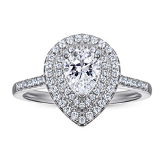 S925 Pear CZ Solitaire Ring - Tiffany Style