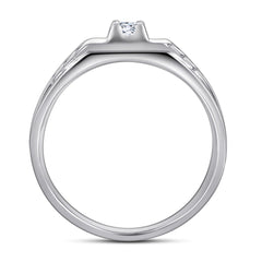S925 Men's CZ Wedding Ring - Handcrafted Silver