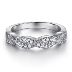 925 Silver Double Row Crossover Ring