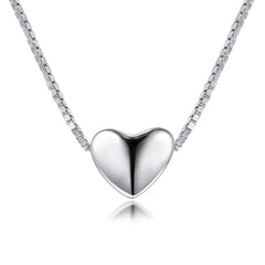 S925 Silver Heart Box Chain Necklace
