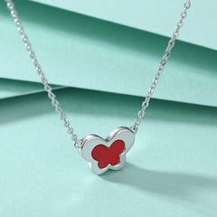 S925 Silver Agate Butterfly Necklace