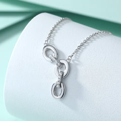 S925 Silver Triple Hoop Pendant Necklace
