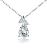 S925 Silver Pear Leaf Pendant Necklace