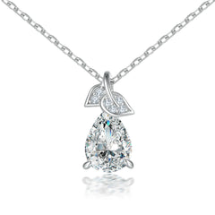 S925 Silver Pear Leaf Pendant Necklace