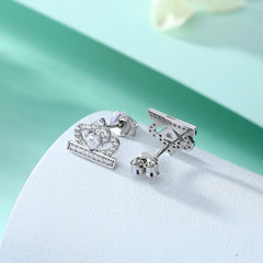925 Silver Crown Heart Studs
