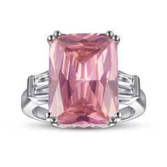 925 Silver Princess Cut Pink CZ Ring