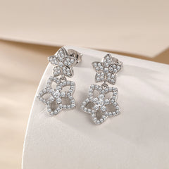 S925 Silver Zircon Tassel Earrings