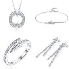 925 Silver Tassel Earrings Bracelet Necklace Ring