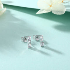 S925 Silver Letter Zircon Stud Earrings