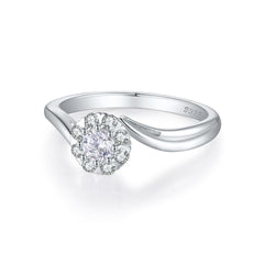 925 Silver Twist Band Cubic Zirconia Ring