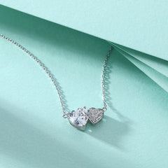 S925 Silver Double Heart Zircon Necklace