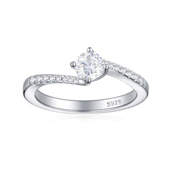 925 Silver Classic Four-Prong Cubic Zirconia Ring
