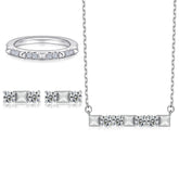 925 Silver Diamond Pattern Ring I Earrings Zircon Necklace