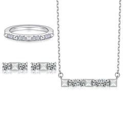 925 Silver Diamond Pattern Ring I Earrings Zircon Necklace