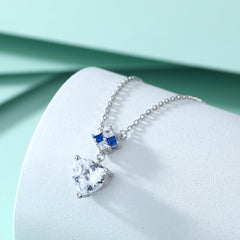 S925 Silver Blue Zircon Heart Necklace