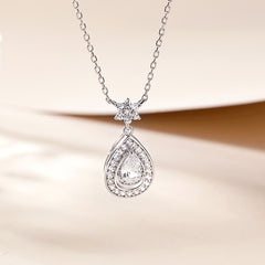 S925 Silver Pear Zircon Pendant Necklace