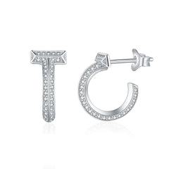 925 Silver Double C Zirconia Hoops