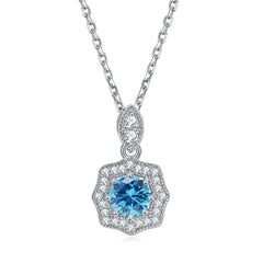 S925 Silver Aquamarine Star Necklace