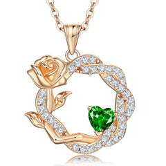 S925 Silver Rose Gemstone Pendant Necklace