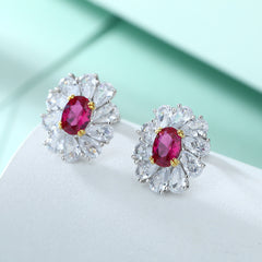 S925 Daisy Ruby Earrings - Vintage Luxe Jewelry