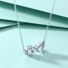 S925 Silver Double Heart Zircon Necklace