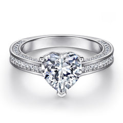 925 Silver Heart Ring Heart Necklace Earrings Set