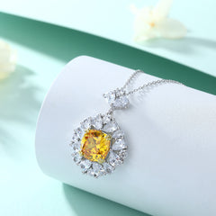 S925 Silver Yellow Zircon Flower Necklace