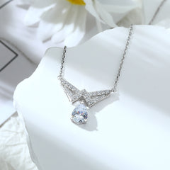 S925 Silver 1.25ct Zircon Teardrop Tassel Necklace