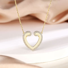 S925 Silver Gold Heart Pendant Necklace