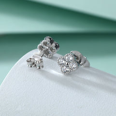 S925 Silver Clover Zircon Stud Earrings
