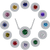 S925 Silver Color Gemstone Circle Necklace