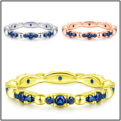 925 Silver Blue CZ Pavé Band Ring