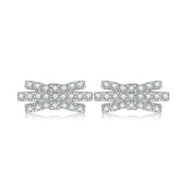 S925 Silver Bow Zircon Earrings