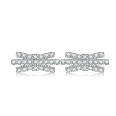 S925 Silver Bow Zircon Earrings