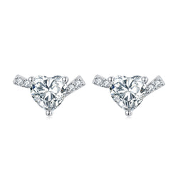 S925 Silver Heart Zircon Stud Earrings