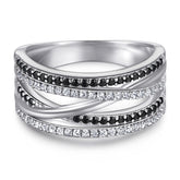 925 Silver 5-Row Cubic Zirconia Ring