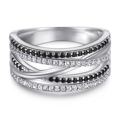 925 Silver 5-Row Cubic Zirconia Ring