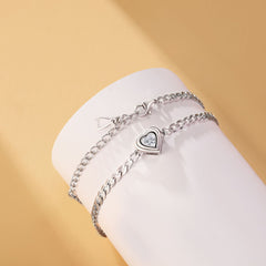 S925 Heart CZ Bracelet - Luxe Silver Jewelry