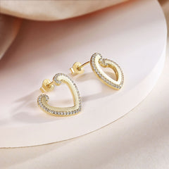 S925 Heart Stud Earrings - Trendy Silver Jewelry