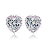 Pink Zircon Heart S925 Silver Stud Earrings