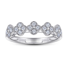 925 Silver Clover Pavé Ring