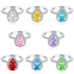 S925 4ct Flame-Cut Gemstone Ring - Icy CZ