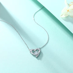 S925 Silver Heart Zircon Pendant Necklace