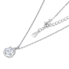 S925 1ct Zircon Silver Pendant Necklace