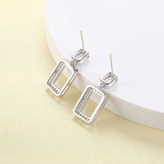 S925 Silver Square Cutout Earrings