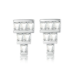 S925 Silver T-Crystal Stud Earrings