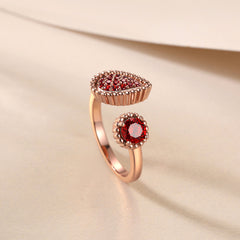 925 Silver Ruby Open Adjustable Ring