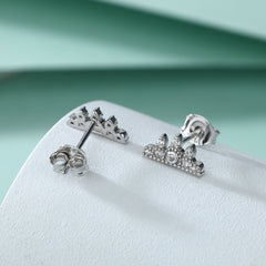 S925 Silver Crown Princess Studs