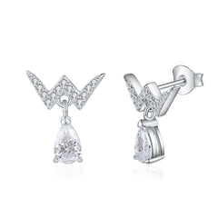 S925 Silver W Letter Drop Earrings